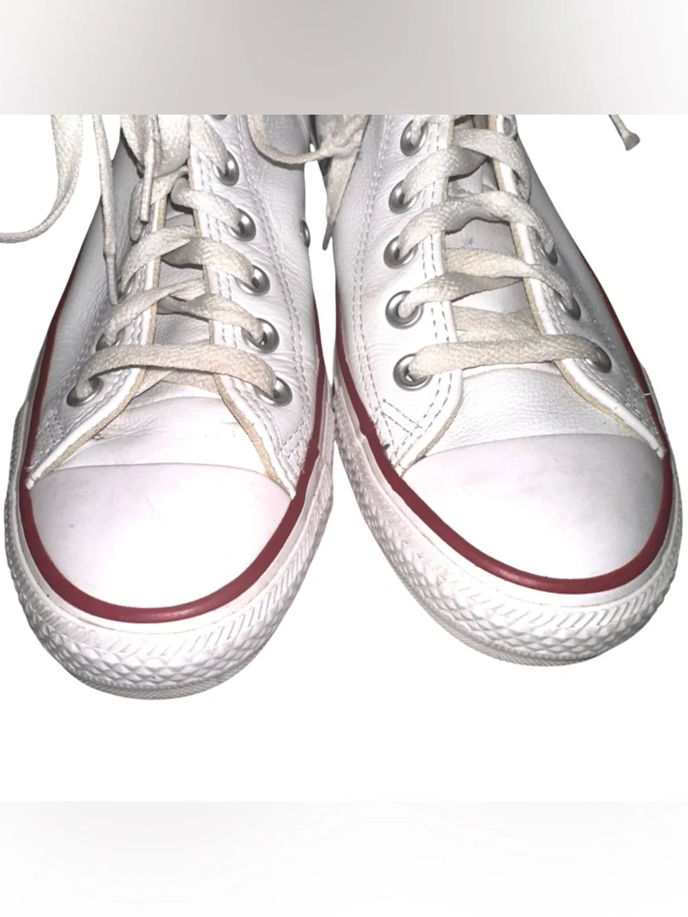 Converse White Leather All Star High Top Sneakers Unisex Size W8.5 M6.5 - Picture 6 of 12